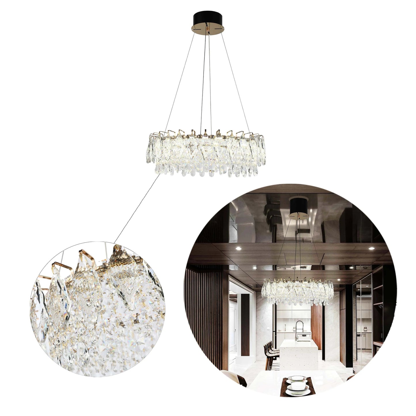 Gold Crystal Chandelier – Round and Oval