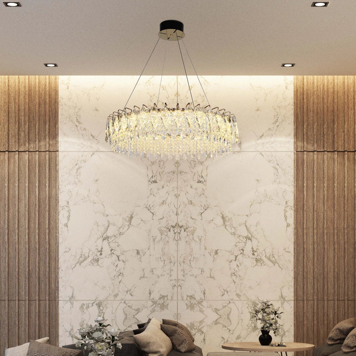 Gold Crystal Chandelier – Round and Oval