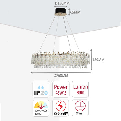 Gold Crystal Chandelier – Round and Oval