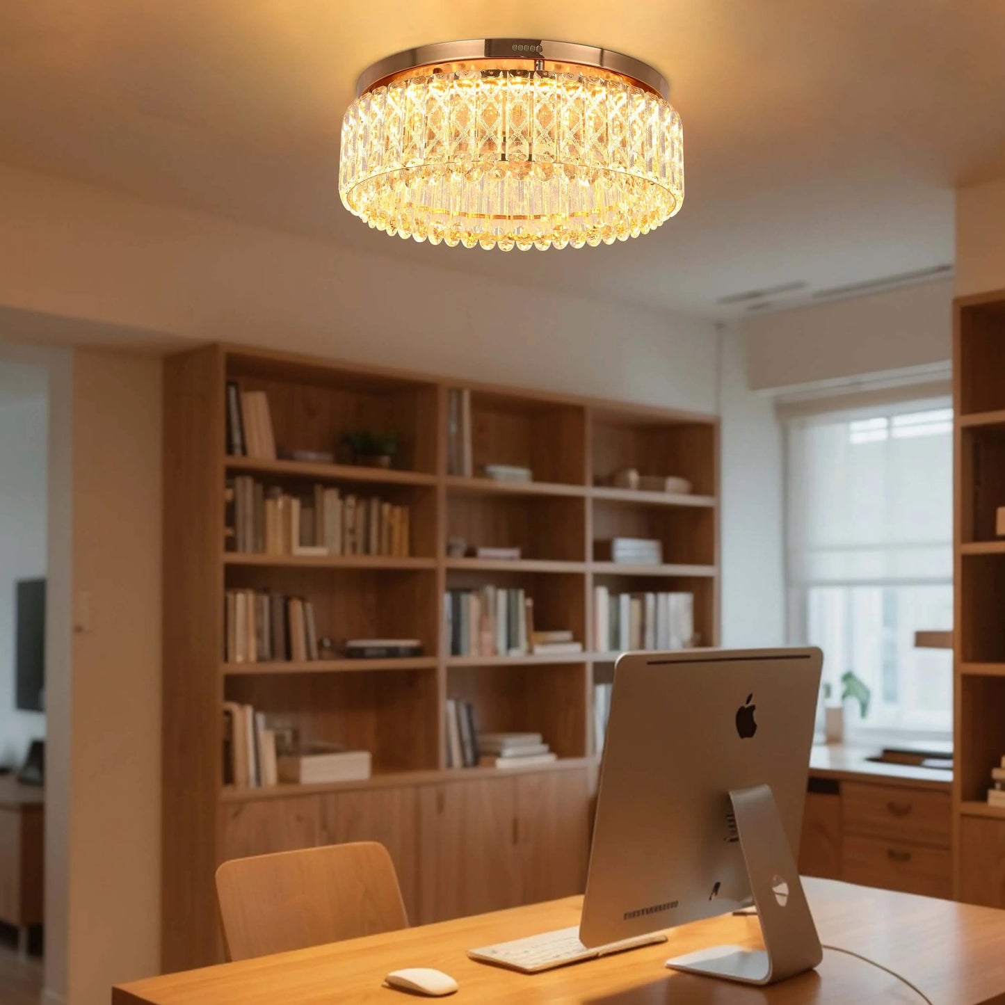 Gold Crystal Flush Ceiling Light