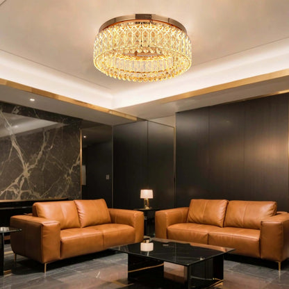 Gold Crystal Flush Ceiling Light