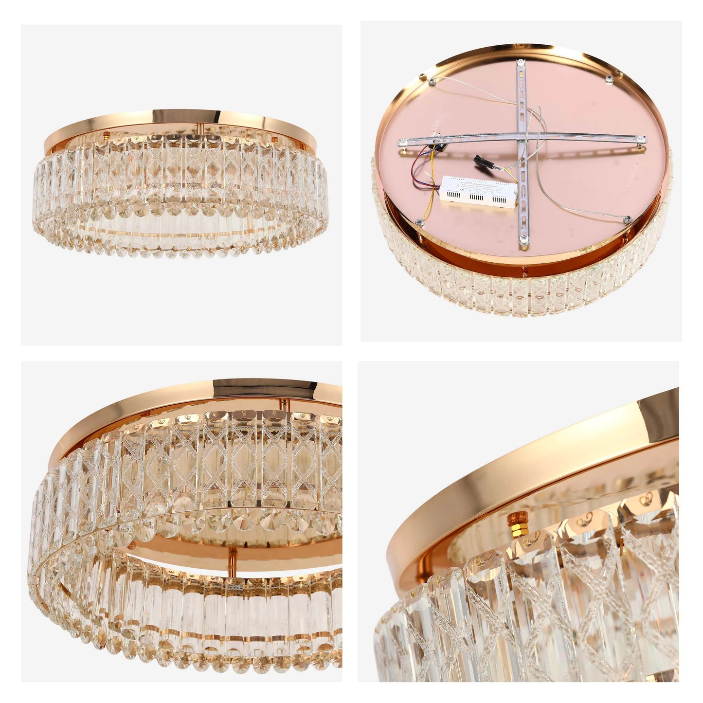 Gold Crystal Flush Ceiling Light
