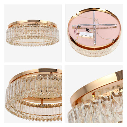 Gold Crystal Flush Ceiling Light