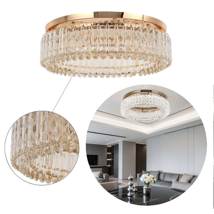 Gold Crystal Flush Ceiling Light