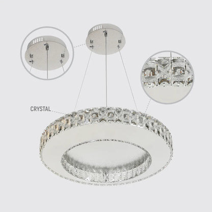Helix Crystal LED Chandelier with Dimpled Chrome Finish 80W