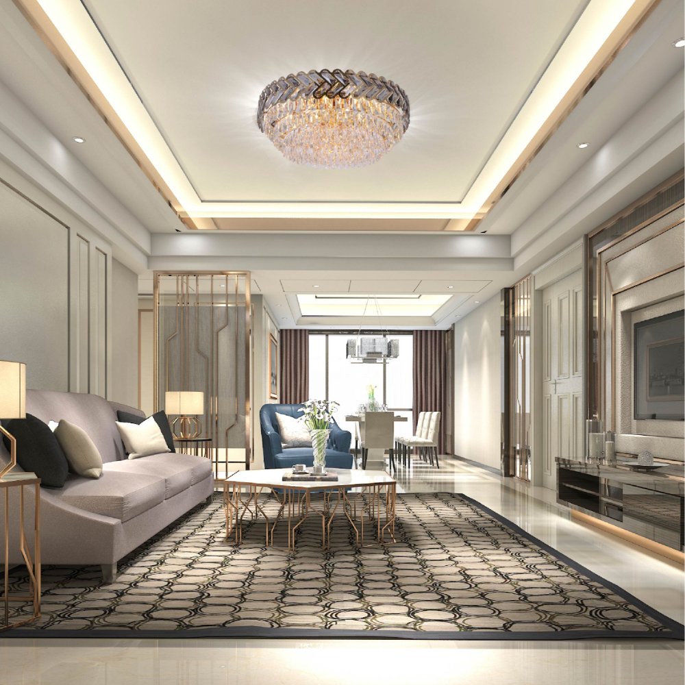 Herringbone Crystal Chandelier Ceiling Light Gold