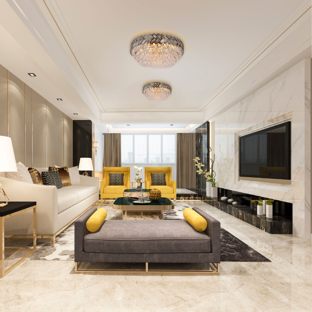 Herringbone Crystal Chandelier Ceiling Light Gold