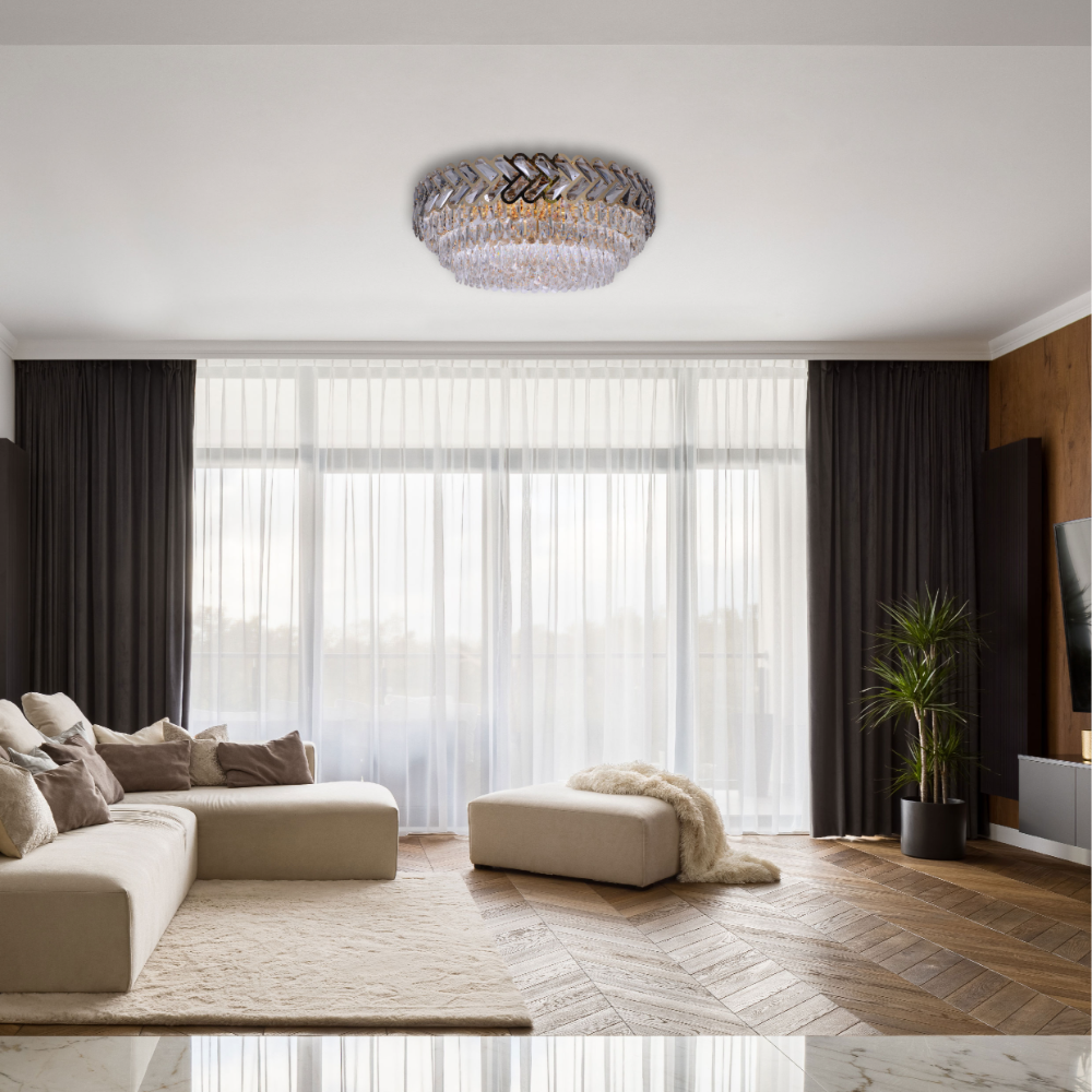 Herringbone Crystal Chandelier Ceiling Light Gold