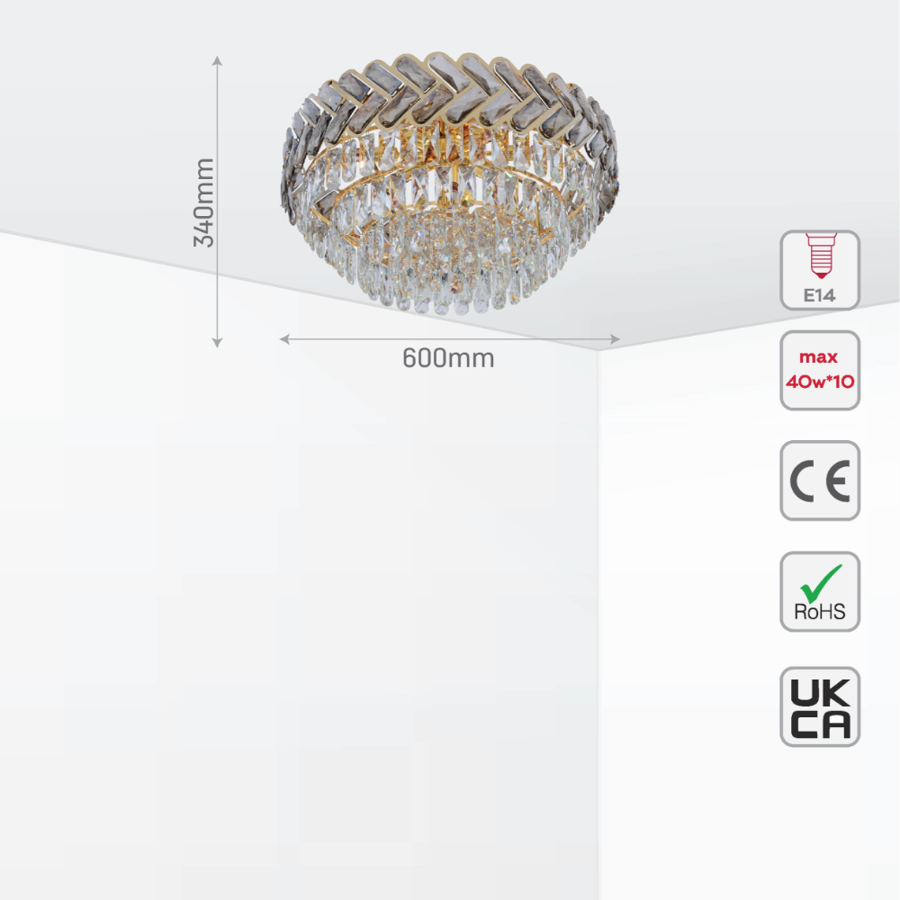 Herringbone Crystal Chandelier Ceiling Light Gold