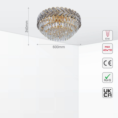 Herringbone Crystal Chandelier Ceiling Light Gold