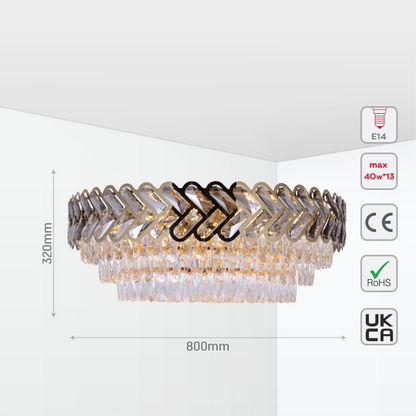 Herringbone Crystal Chandelier Ceiling Light Gold