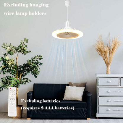 LED Ceiling Fan Light E27 Bulb Fixture with Remote, 3 Speeds & 3 Colour Temperatures - White Fixed Head