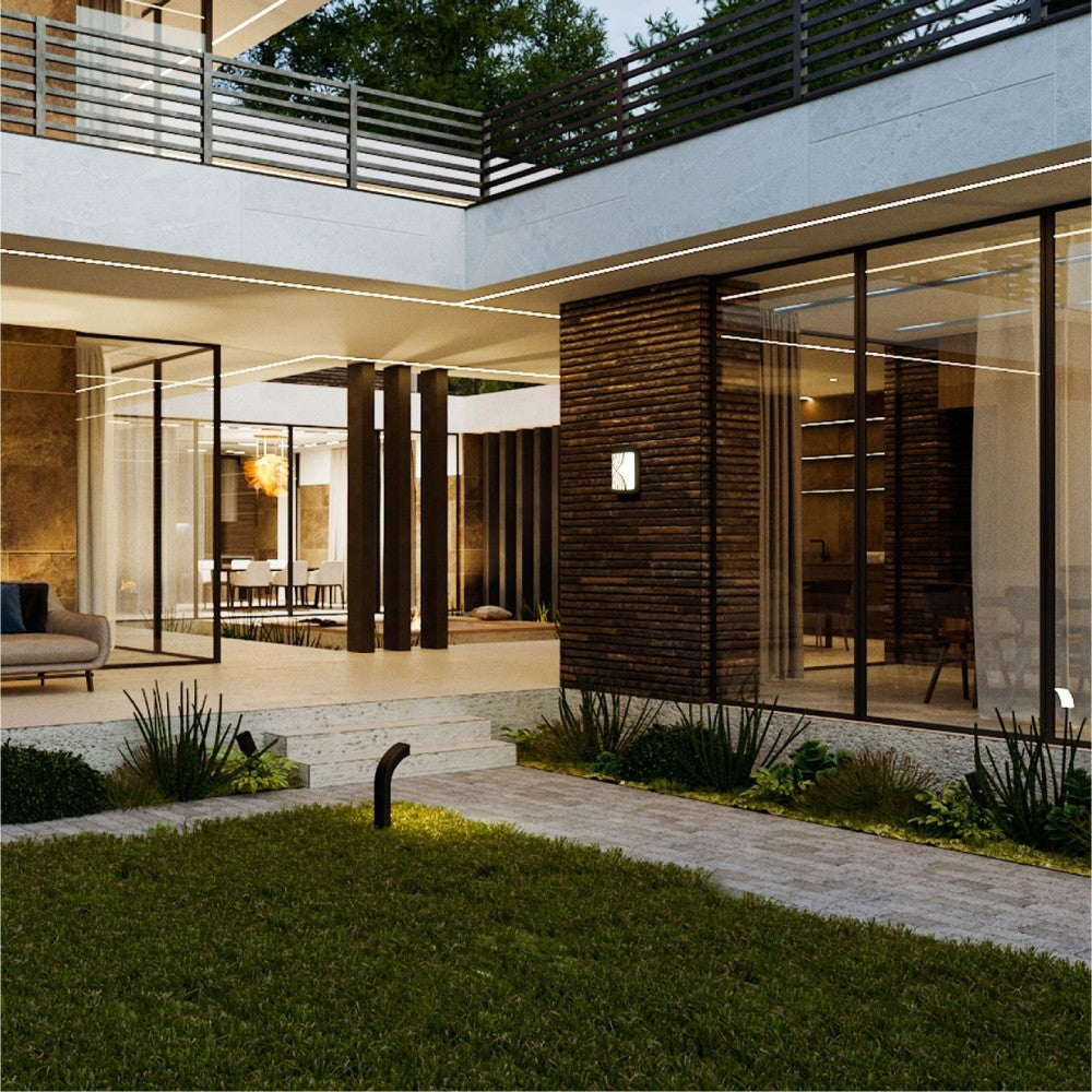 Hourglass Black Plastic LED Outdoor Wall Light 15W Cool White