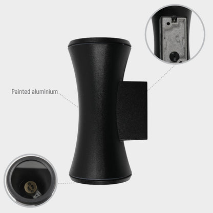 Hourglass Up Down Aluminium Outdoor Wall Light GU10
