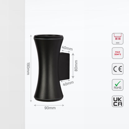 Hourglass Up Down Aluminium Outdoor Wall Light GU10