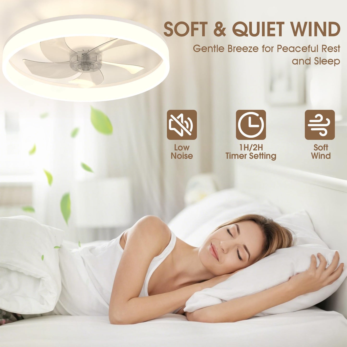 40cm Ceiling Fan with LED Light - White