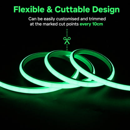 50M FCOB Neon Rope Light Kit, 10W/M, 800Lm/M, Green