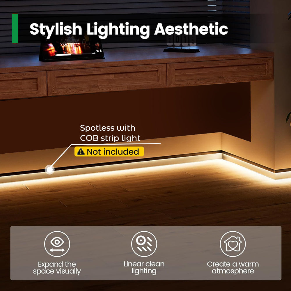 Aluminium skirting profile, flat stepped design with an 80 mm height, Thickness 1.1mm, Length 3 Meters