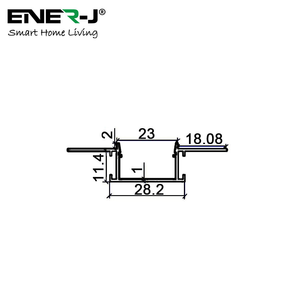 Recessed Plasterboard Trimless Aluminium LED Profile with Flange for Drywall, Size: 60mm x 14.35mm, Length 2 Meters