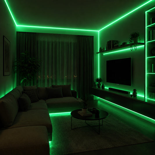 50M FCOB Neon Rope Light Kit, 10W/M, 800Lm/M, Green