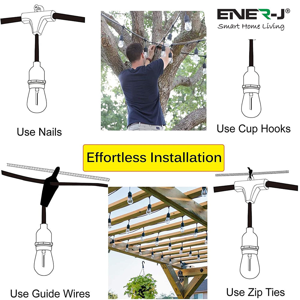 Ener-J LED Filament Bulb String Light Kit 10.2 meters (inc 10x2W Filament LED Lamps)