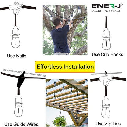 Ener-J LED Filament Bulb String Light Kit 10.2 meters (inc 10x2W Filament LED Lamps)