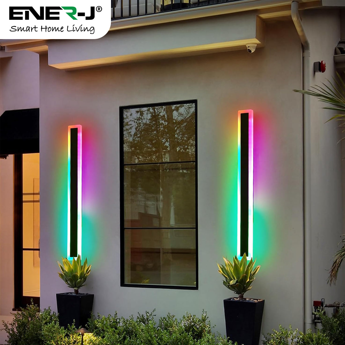 Ener-J 60 x 8 cms size Outdoor Acrylic Black Wall Lights, 12W Waterproof IP65 RGB