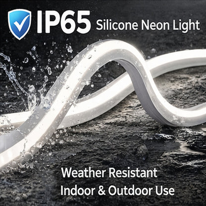 30 Meters 24V Silicon Neon Strip, Size: 10x10mm, IP65. Includes 30pcs Clips & 5 connector cable, White