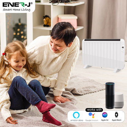 Smart Electric Radiator Heater 2000W WiFi App Control White Wall Mounted or Freestanding