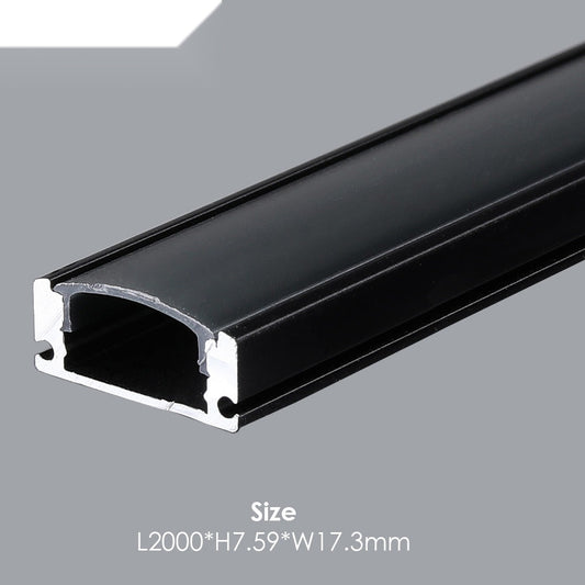 17.3mm x 7.59mm Aluminum Channel Profile with PC Cover - 2m Length, Sandy Black – Ener-J