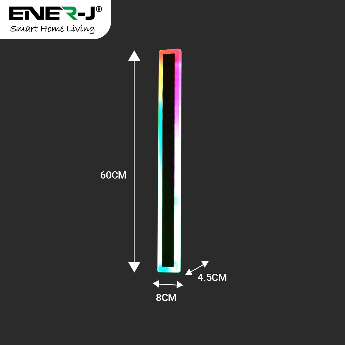 Ener-J 60 x 8 cms size Outdoor Acrylic Black Wall Lights, 12W Waterproof IP65 RGB