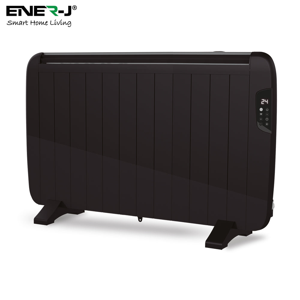 Smart Electric Radiator Heater 2000W WiFi App Control Black Slimline Freestanding or Wall Mounted