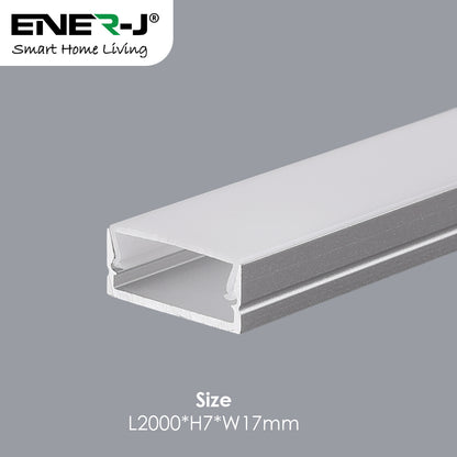 17mm x 7mm Aluminium LED Profile with PC Cover - 2m Kit (1mm Thickness)
