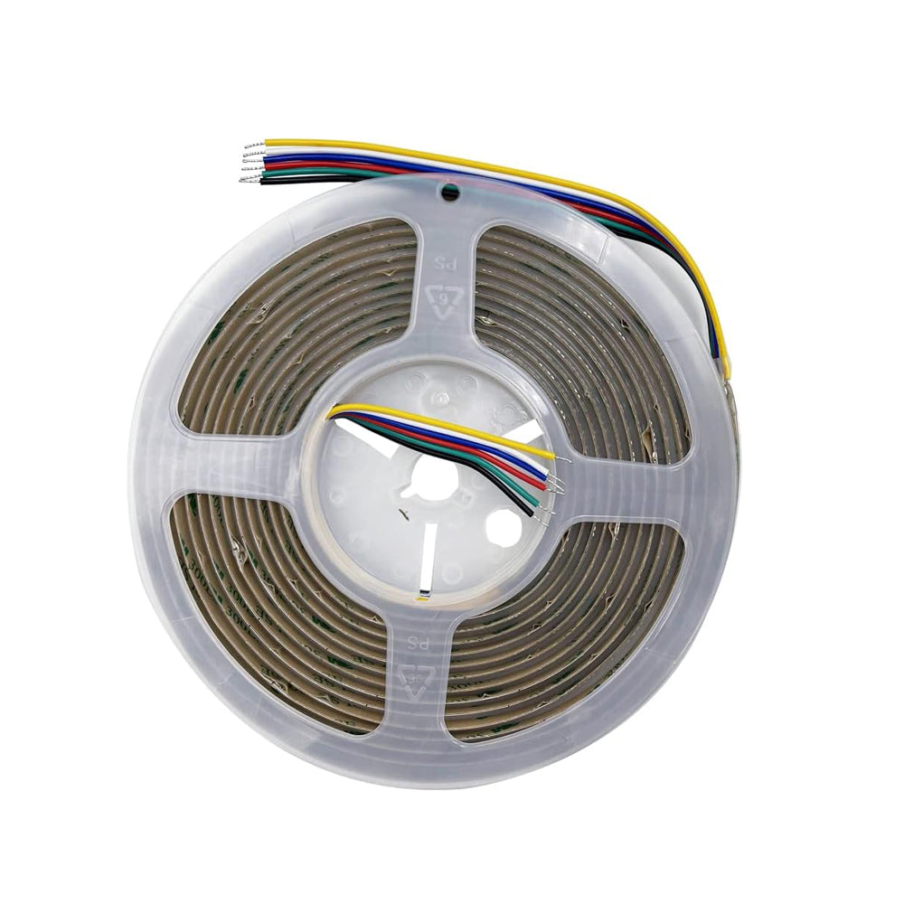 24V RGB+CCT COB Strip Lights, 840 LEDs/M, IP20 (5 Meter Roll)