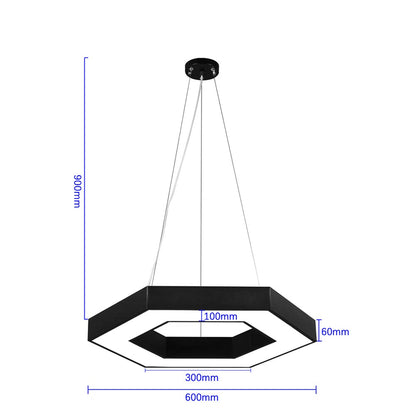 Hollow Hexagon LED Pendant Light — Black