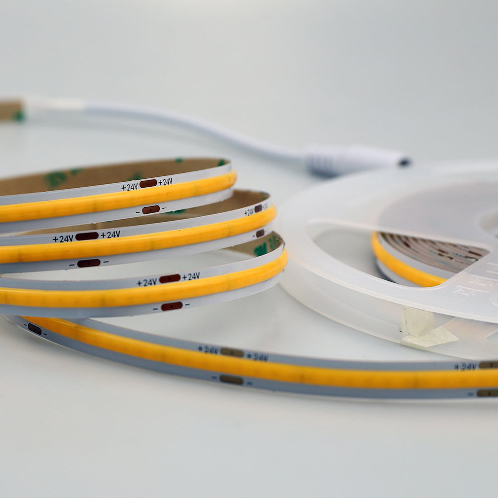 24V COB LED Strip Lights with 480 LEDs/M, 12W/M, 1200lm/M, CRI 90-92, 3000K, IP65