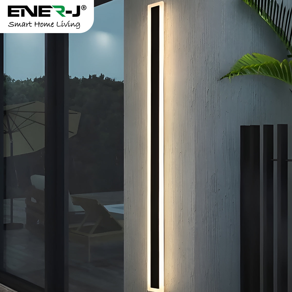 Ener-J 120 x 8 cms size Outdoor Acrylic Wall Lights, 24W Waterproof IP65 Warm White
