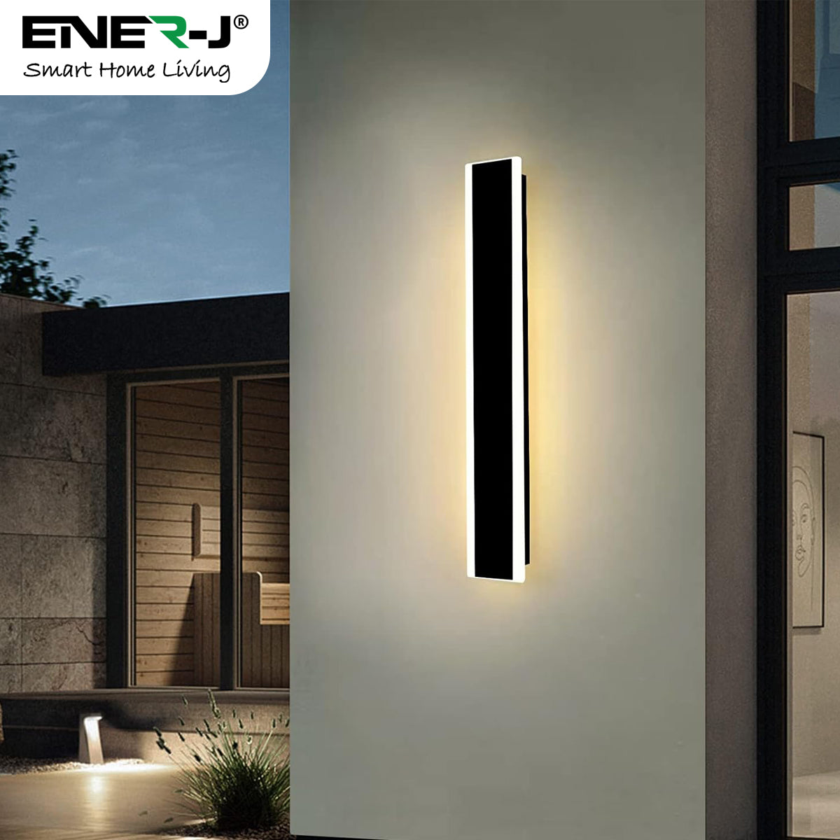 Ener-J 60 x 8 cms size Outdoor Acrylic Wall Lights, 32W Waterproof IP65 CCT Changing & Dimming through remote