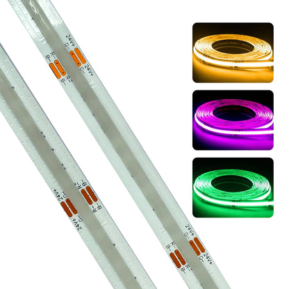 24V COB LED Strip, RGB with 576 LEDs/Meter, 14W/Meter, DC Connector included, IP20