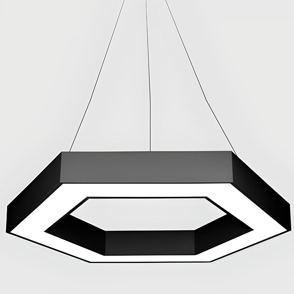 Hollow Hexagon LED Pendant Light — Black