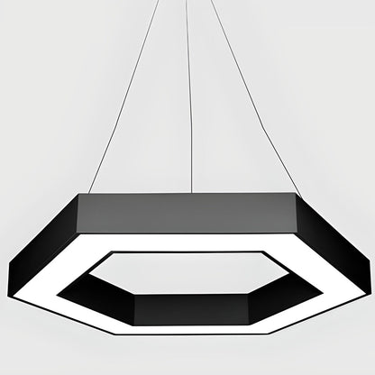 Hollow Hexagon LED Pendant Light — Black