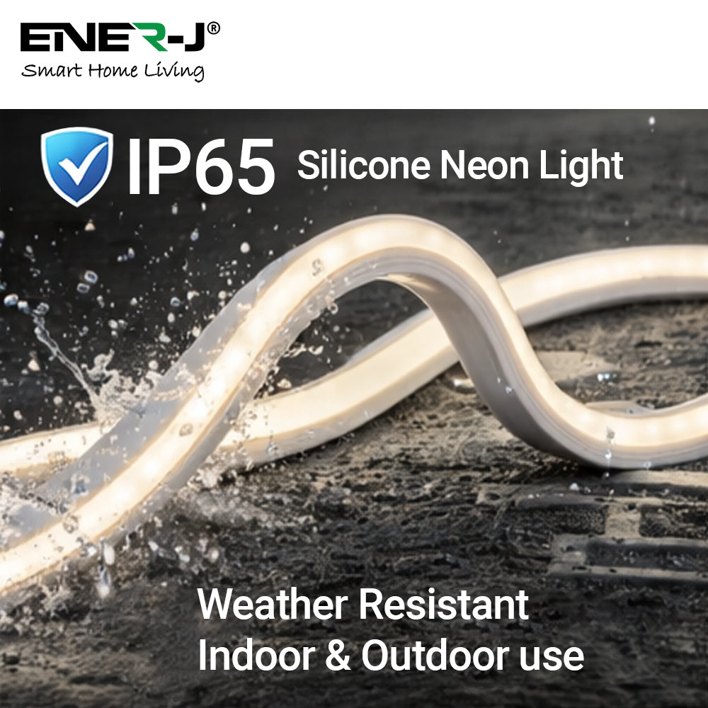 30 Meters 24V Silicon Neon Strip, Size: 10x10mm, IP65. Includes 30pcs Clips & 5 connector cable, Natural White