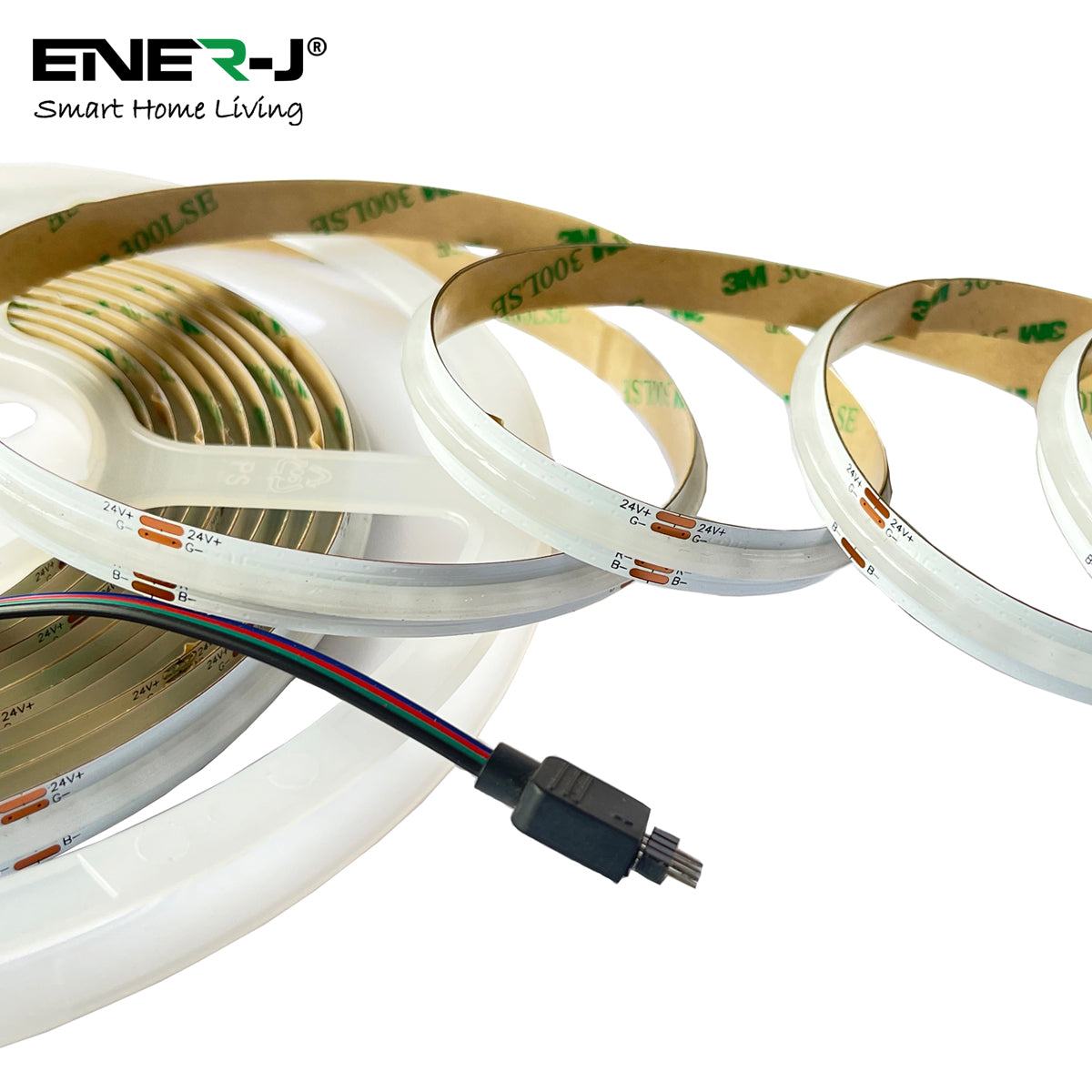24V COB LED Strip, RGB with 576 LEDs/Meter, 14W/Meter, DC Connector included, IP20