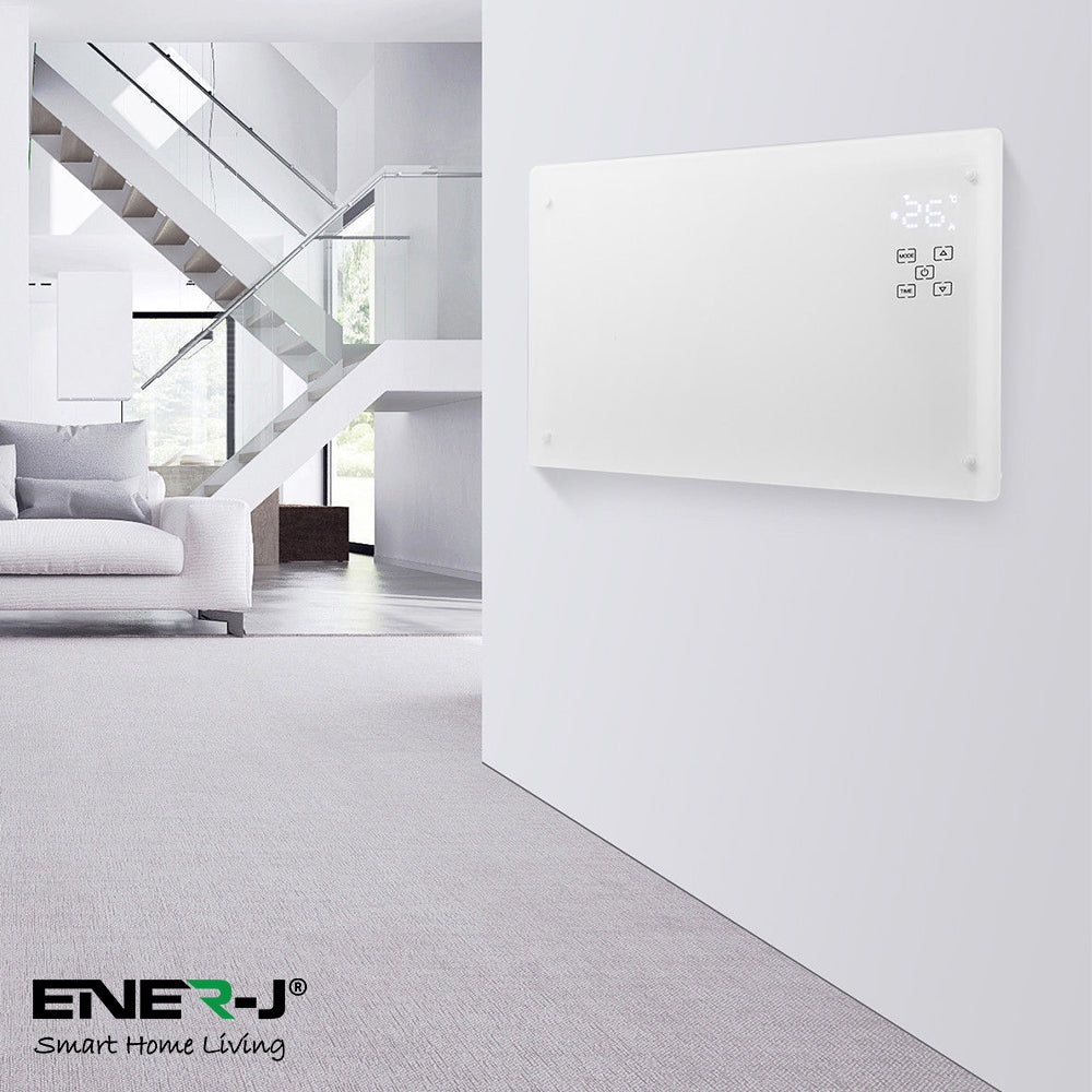 Smart Wall Heater Tempered Glass White 2000W 240V