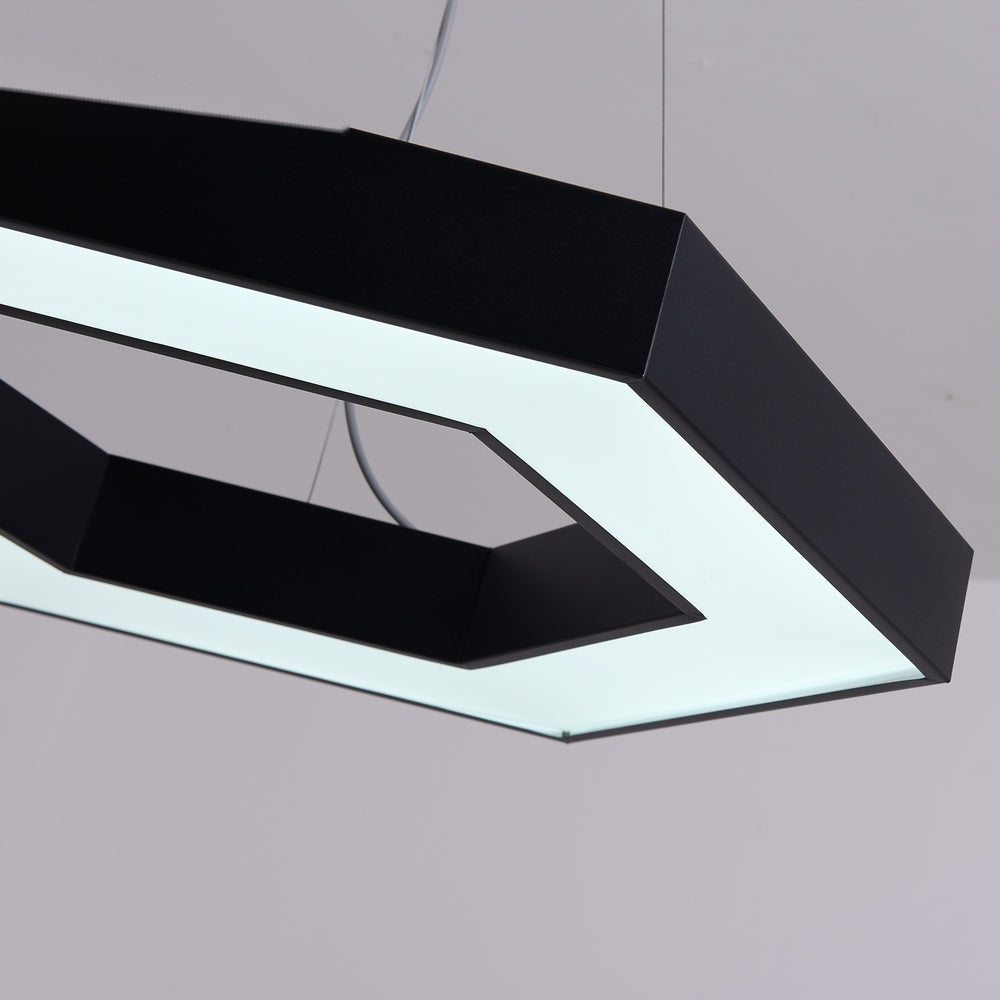 Hollow Hexagon LED Pendant Light — Black