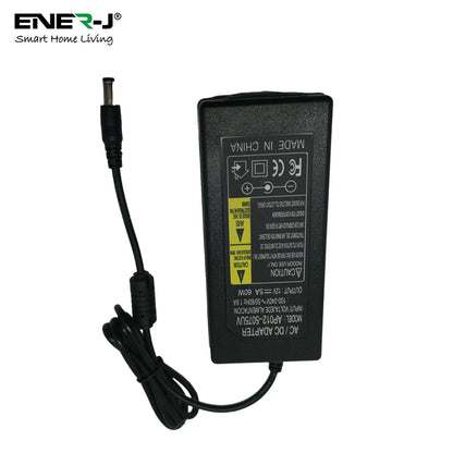 60W Plastic Power Supply Adapter, 12V 5A, UK Plug