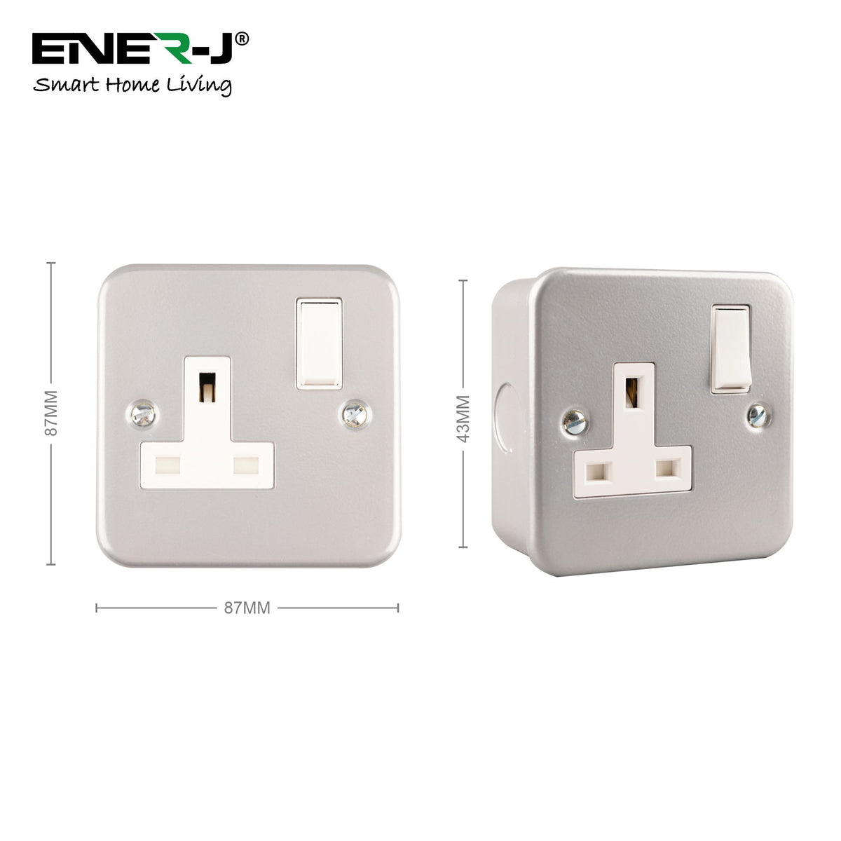 Metal Clad Single Wall Socket 13A Grey 240V