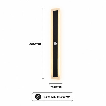 Ener-J PIR Sensor Outdoor LED Wall Light Motion Sensor Black IP65 12W Warm White 600mm
