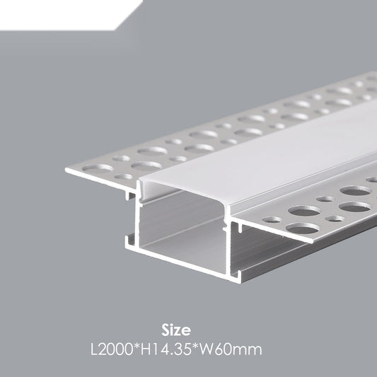 Recessed Plasterboard Trimless Aluminium LED Profile with Flange for Drywall, Size: 60mm x 14.35mm, Length 2 Meters – Ener-J