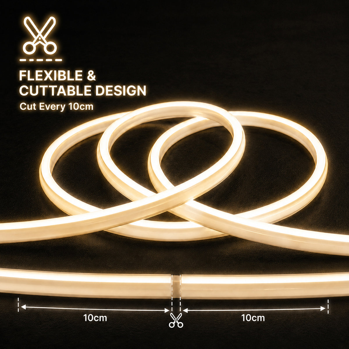 50M FCOB Neon Rope Light Kit, 10W/M, 800Lm/M, 4000K